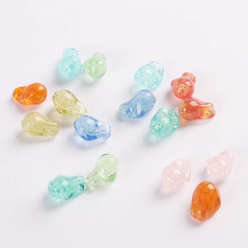 Lampwork Glass Beads Irregular Bone Shape 12mm Glow In The Dark 10pcs