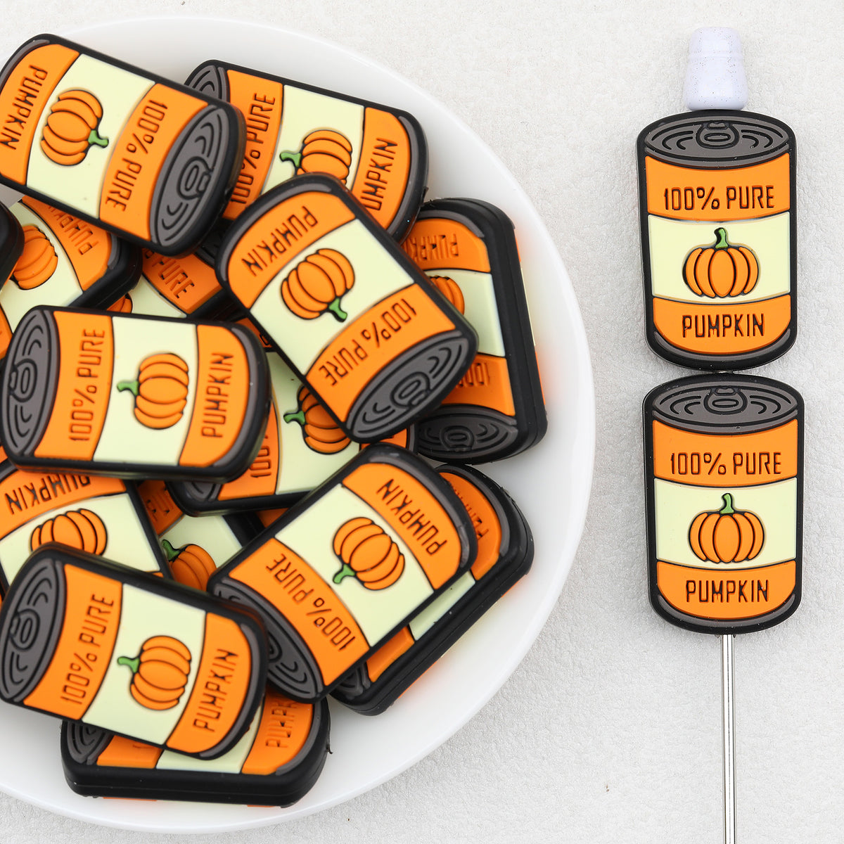 Halloween Pumpkin Can Silicone Focal Beads 20pcs