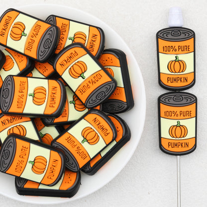 Halloween Pumpkin Can Silicone Focal Beads 20pcs