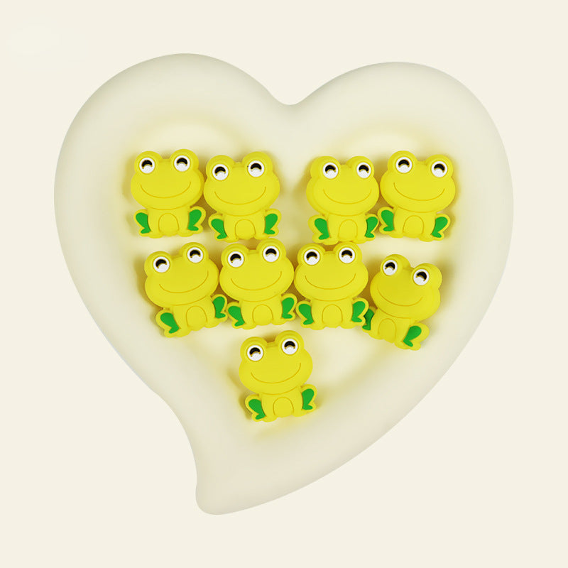 Silicone Focal Beads Frog Smiling Face Sitting Pose 10pcs 7