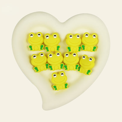 Silicone Focal Beads Frog Smiling Face Sitting Pose 10pcs 7