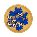 Silicone 3D Focal Beads Dog Blue Strap Pants Front View 2