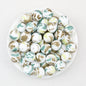 15mm Light Floral Print Round Silicone Beads 50 pcs - Floral Design 3