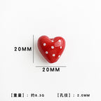 Red Heart Polka Dot Glass Beads 20mm 10pcs 6