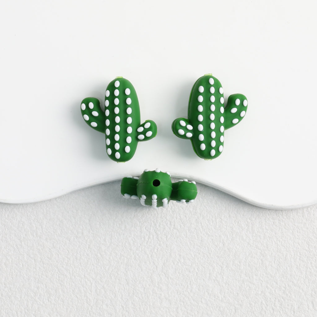 Silicone 3D Cactus Focal Beads Multicolor 20pcs 3