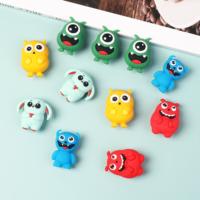 Silicone 3D Focal Beads Little Monster Bright Eyes Quirky Expressions 20pcs 8