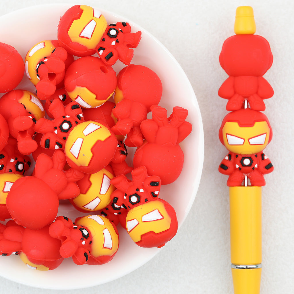 3D Marvel Iron Man Silicone Focal Beads 20pcs 