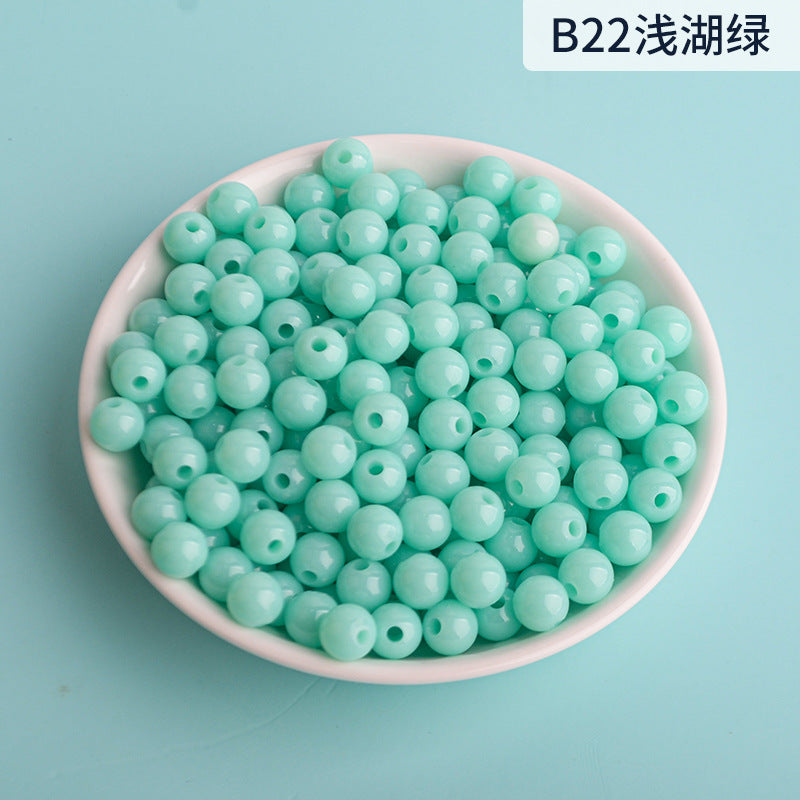 Solid Color Round Acrylic Beads 8mm 100g 13