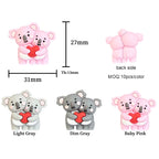 Silicone 3D Heart Koala Focal Beads Cute Animal Design 20pcs 4