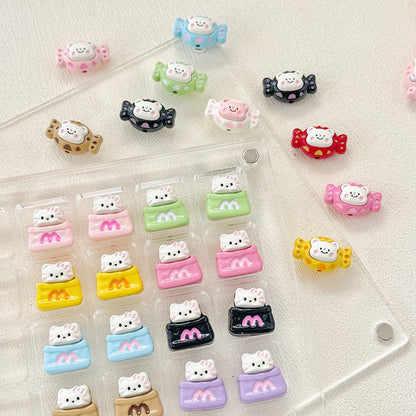 Cat and Bear Candy Painted Metal Beads 13 16mm Glossy 10pcs