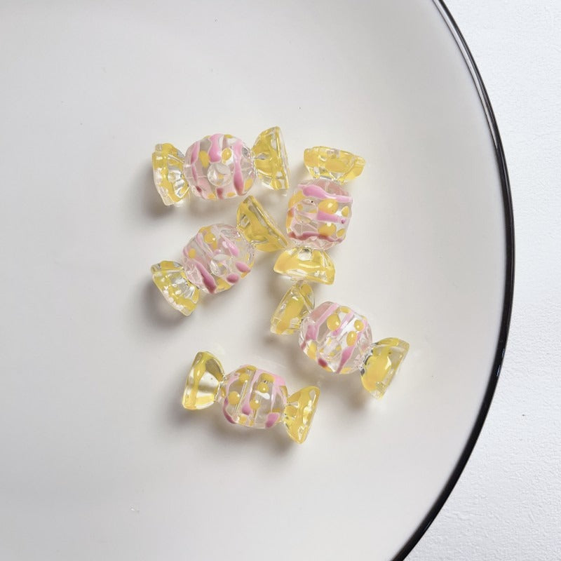 Hand Painted Wave Point Candy Acrylic Beads 14mm 5pcs 8