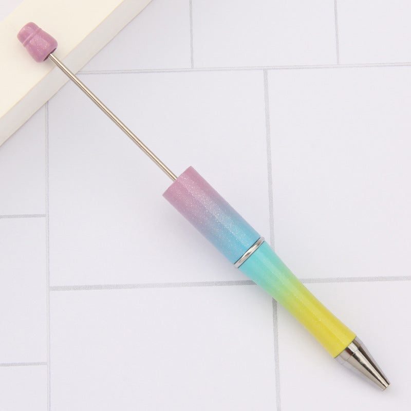 Beadable Plastic Pens Wholesale, Pearlescent Gradient Three-Color Transitions Ballpoint Ink, 11.5mm x 145mm