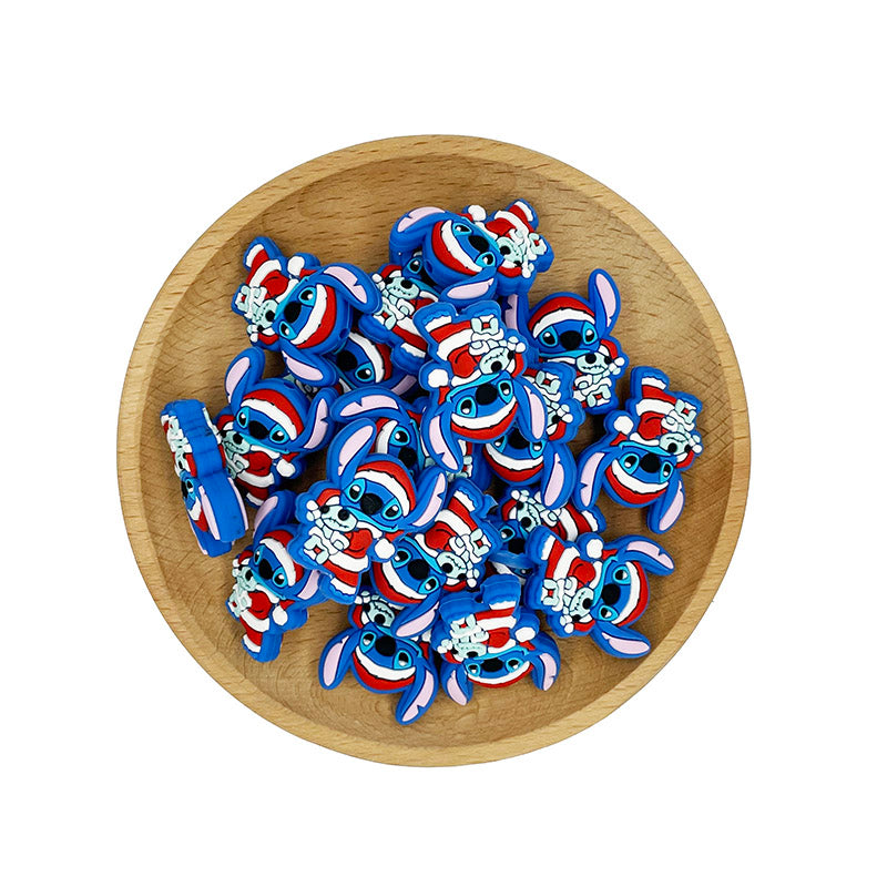 Silicone Focal Beads Christmas Stitch Holding White Doll 20pcs 2