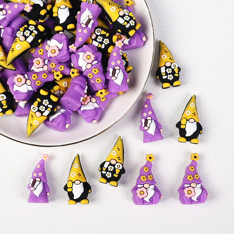 3D Flower Bee Dwarf Silicone Focal Beads 20 pcs