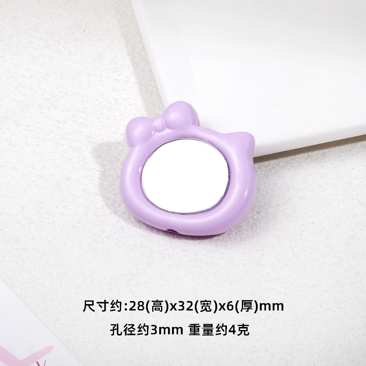 Cat Head Mirror Acrylic Beads 28x32mm Round Flat 10pcs 5