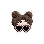 Silicone Focal Beads Glass Girl Double Buns Heart Sunglasses 20pcs 7