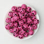 15mm Cow PPrinted Round Silicone Beads Colorful Spots 50pcs - Cow Rose Red