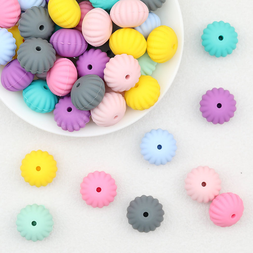 Solid Color Pumpkin Shaped Silicone Beads 20pcs