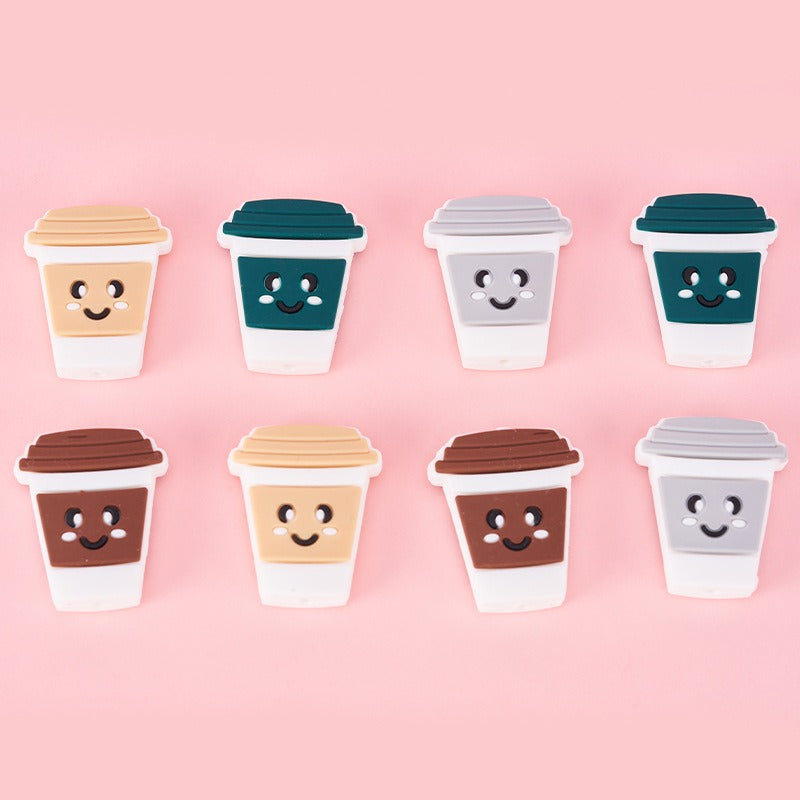 Silicone Focal Beads Smile Cup Smiling Face Coffee Cup 10pcs 2