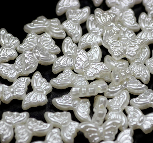 Pearl Butterfly Acrylic Beads 15mm Imitation Creamy White 100pcs 2