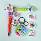 Silicone Focal Beads Mother Day Circle Badge Smiling Face 20pcs 5