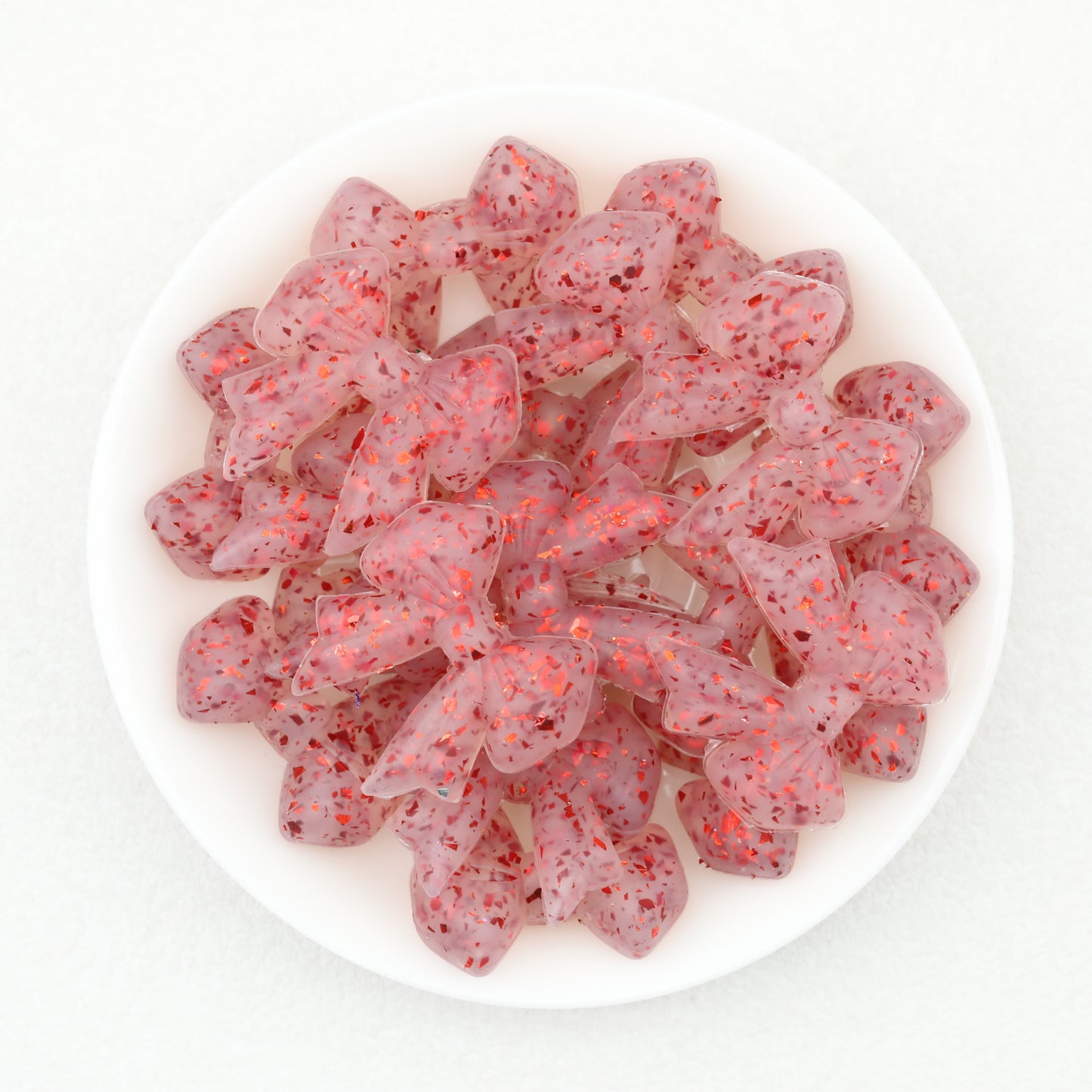 Sparkling Bow Shaped Silicone Focal Beads Glitter Effect 20pcs 9