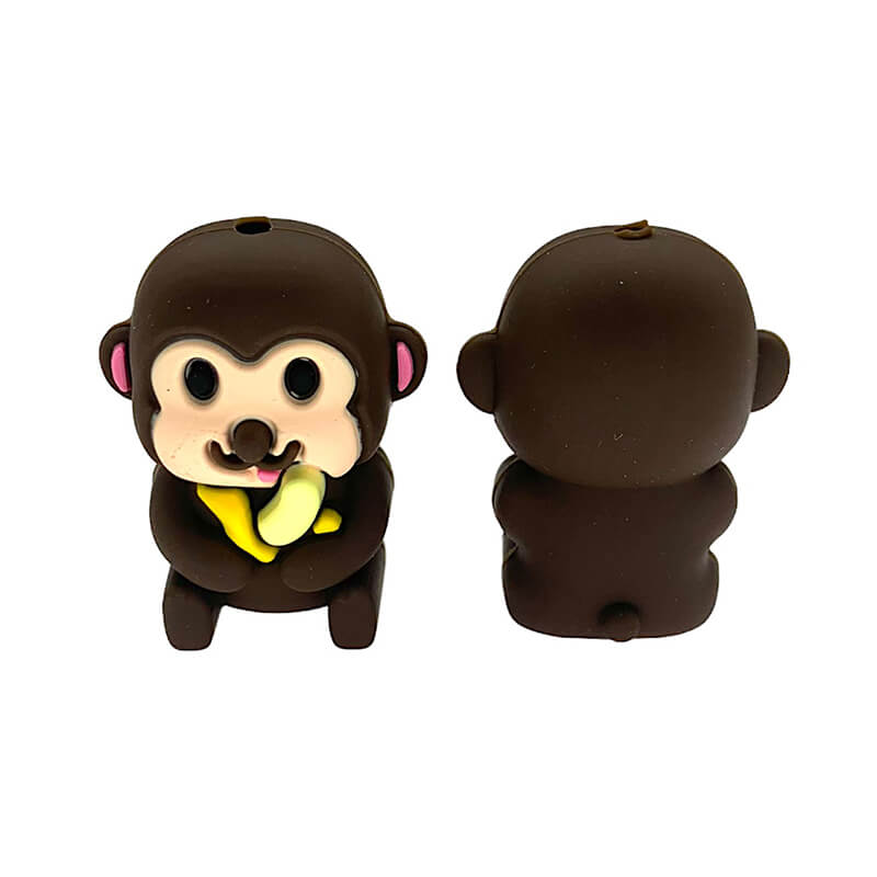 Silicone 3D Focal Beads Monkey Eating Banana Holding Fruit