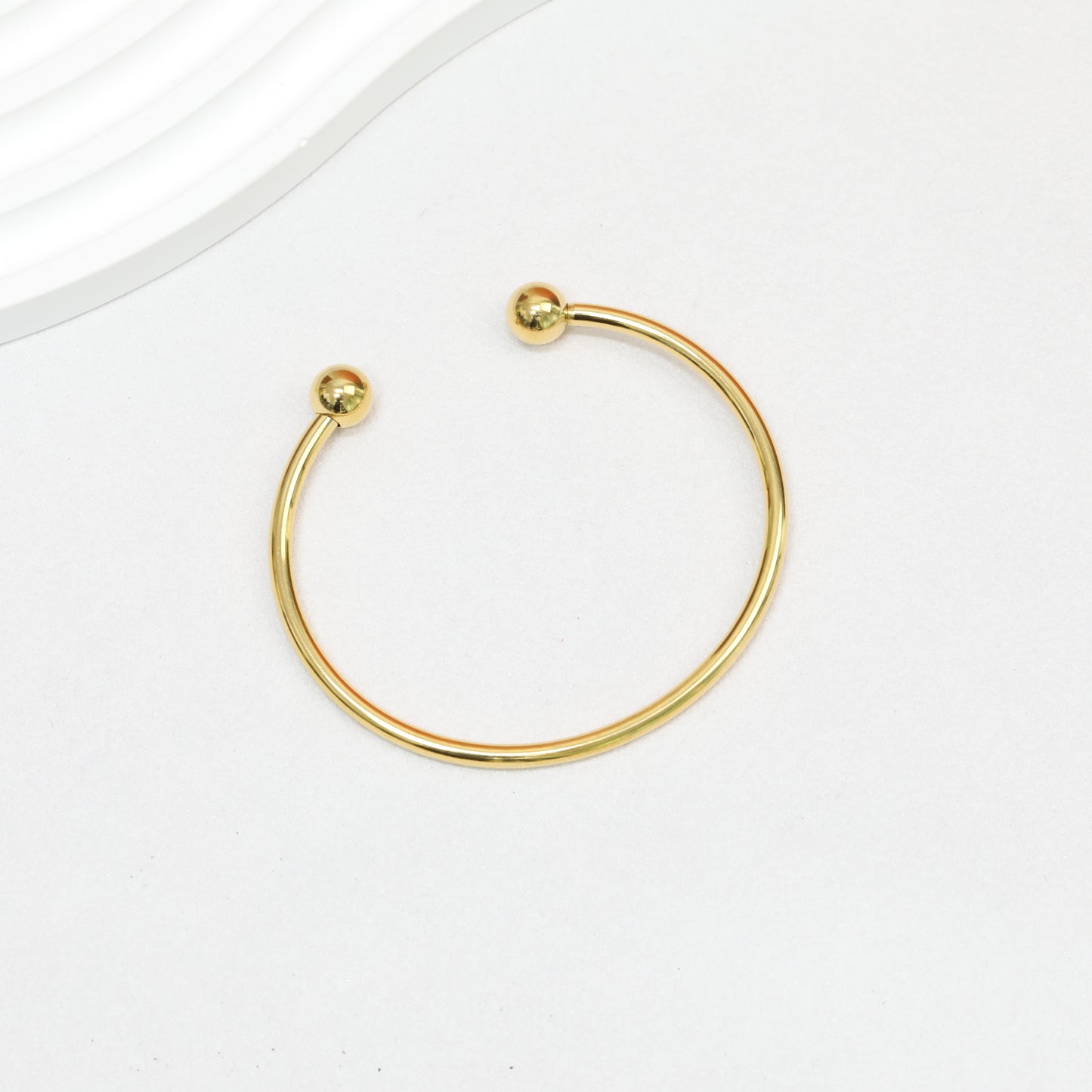 Beadable Bracelet Titanium Steel Electroplated C-Shaped Open Bangle