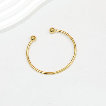 Beadable Bracelet Titanium Steel Electroplated C-Shaped Open Bangle