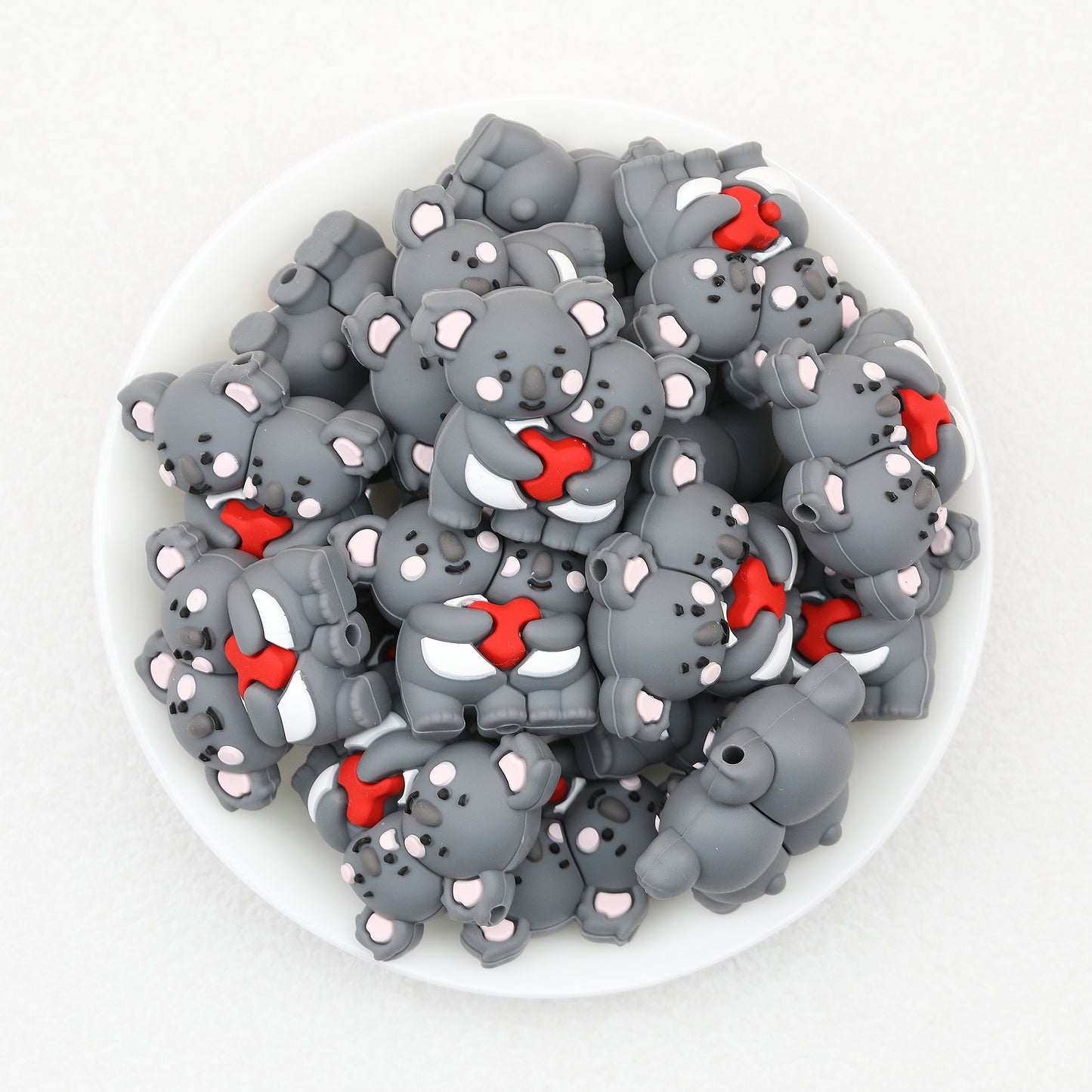 3D Heart Parent Child Koala Silicone Focal Beads 20pcs 4