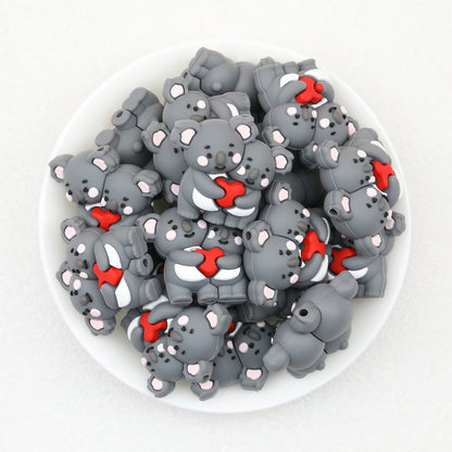 3D Heart Parent Child Koala Silicone Focal Beads 20pcs 4