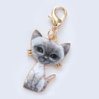 Metal Cartoon Cat Keychain Gold Outline Pastel Colors 7