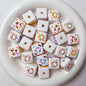 Hand Painted Square Acrylic Beads 16mm Cute Macaron 5pcs 14