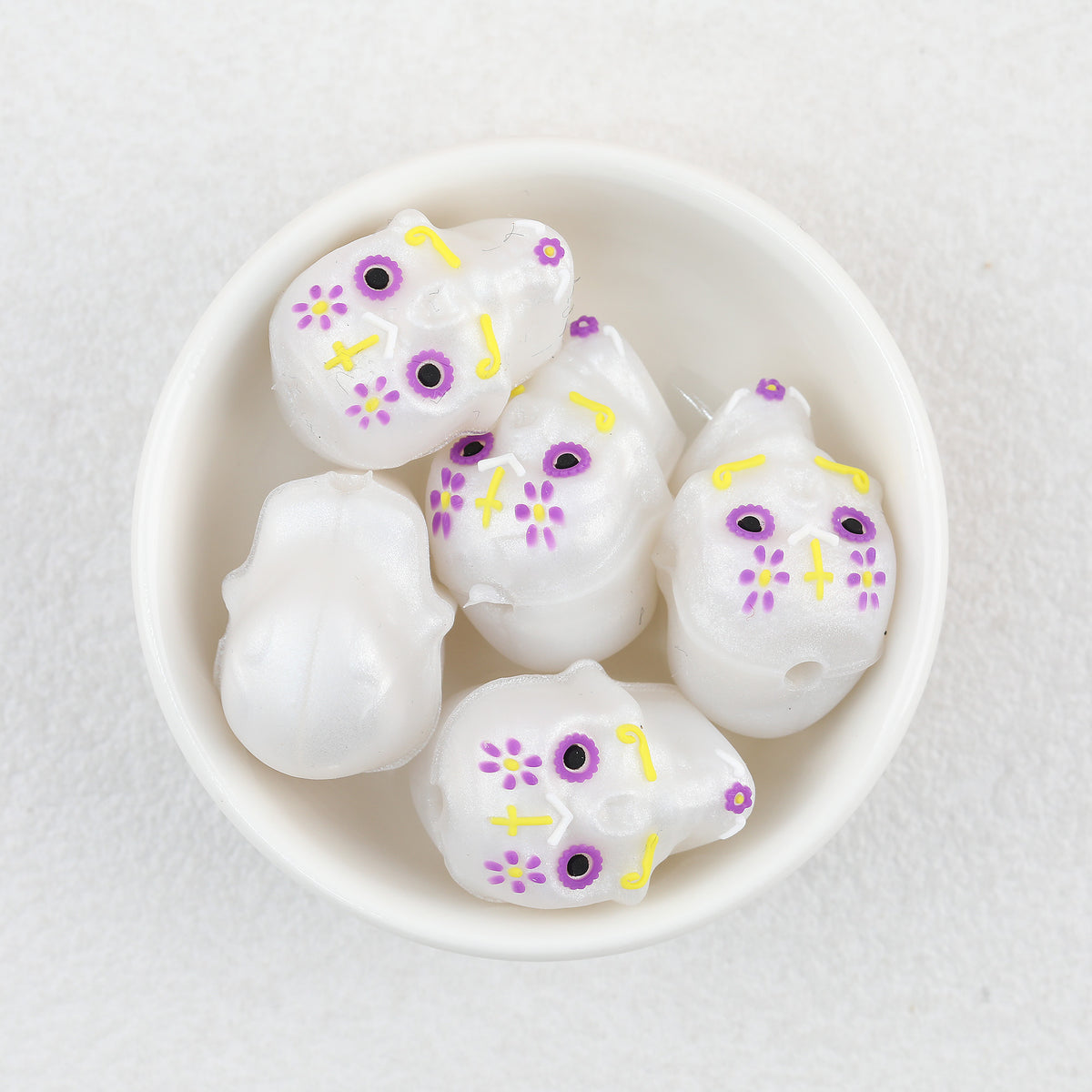  3D Halloween Colorful Skull Silicone Focal Beads 20Pcs 8