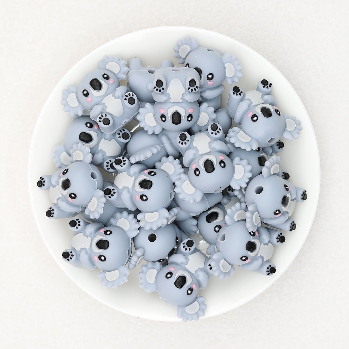 Cute 3D Koala Baby Silicone Focal Beads 20 Pcs - Gray