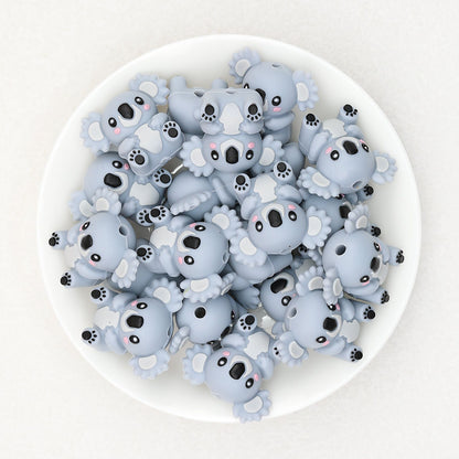 Cute 3D Koala Baby Silicone Focal Beads 20 Pcs - Gray