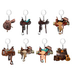 Acrylic Saddle Keychain Vintage Western Cowboy Style 3