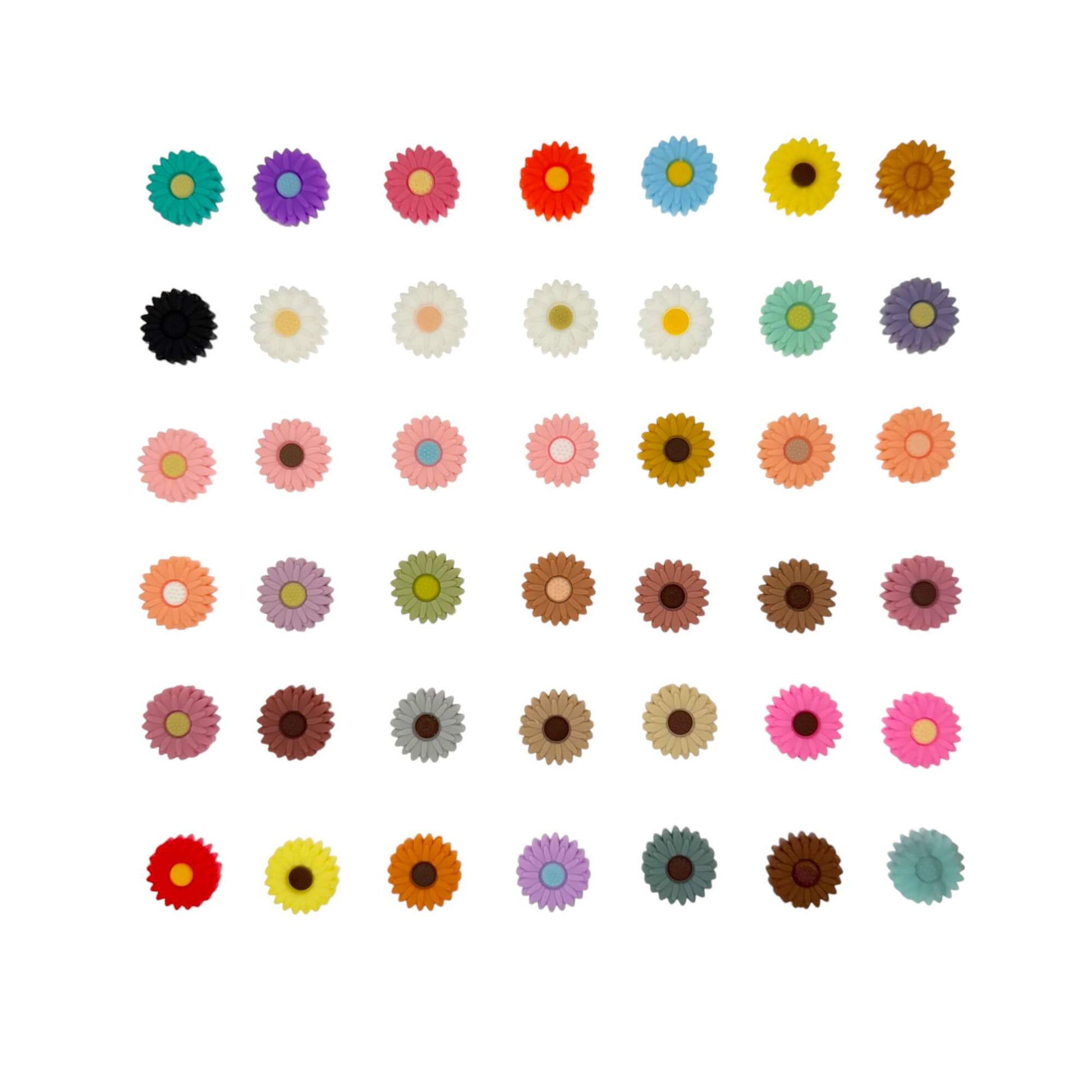 Silicone Focal Beads Daisy Sunflower Rounded Center 20pcs