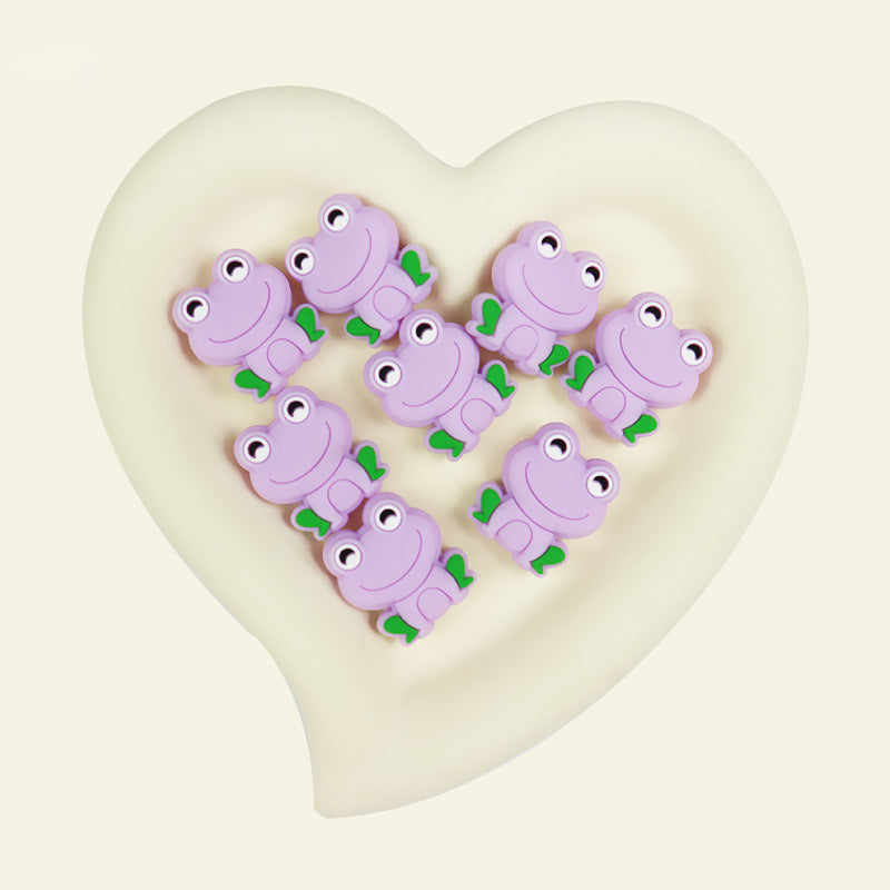 Silicone Focal Beads Frog Smiling Face Sitting Pose 10pcs 8