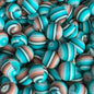 Stripe 15mm Silicone Beads Color Printed 50Pcs