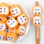  3D Orange Cute Toast Slices Silicone Focal Beads 20Pcs