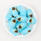 Blue 3D Silicone Focal Beads Cartoon Monster Can Design 20pcs