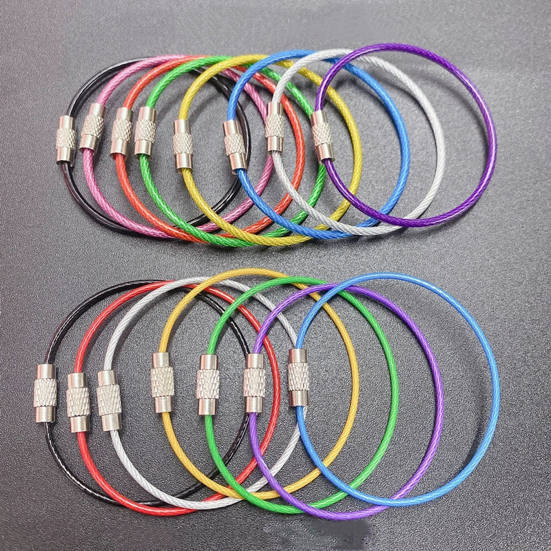 PVC Coated Wire Key Rings Colorful Durable 15cm 20pcs