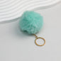 Pom Pom Keychain Plush Violet Faux Fur Ball Gold Ring 8cm