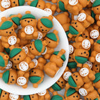 3D Bear Silicone Focal Beads with Green Hat and Coffee Cup 20pcs