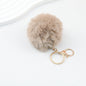 Pom Pom Keychain Fluffy Imitation Rex Rabbit Fur Ball 8cm With Lobster Clasp - 34# Khaki