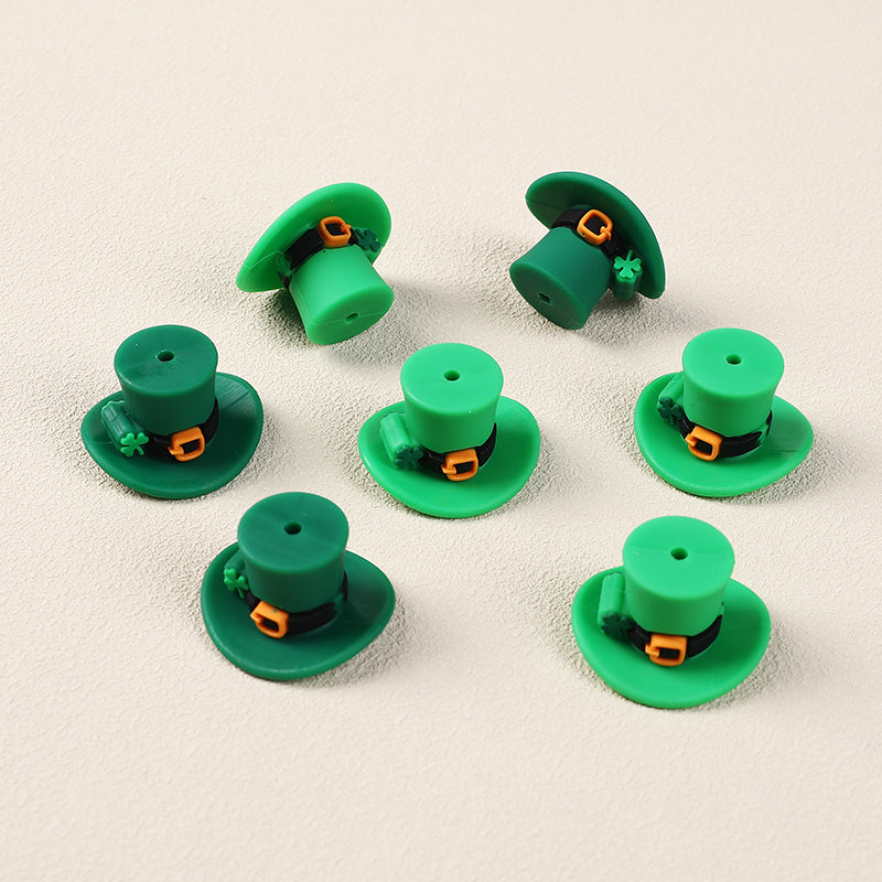 Silicone 3D Focal Beads St Patrick Day Lucky Cap With Shamrock Buckle 3