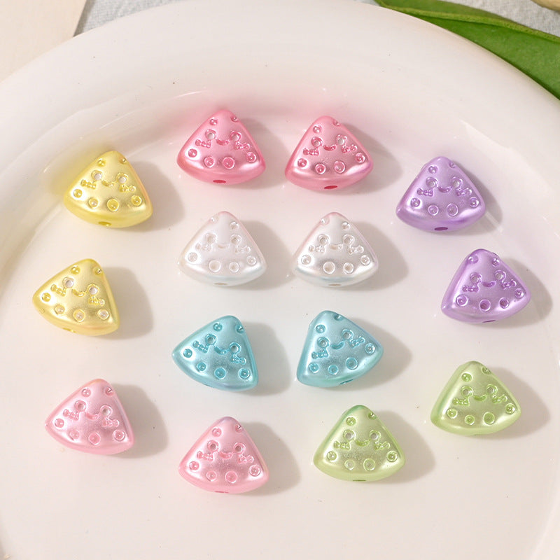 Colorful 15mm Triangle Acrylic Beads Shiny Macaron Style 100g