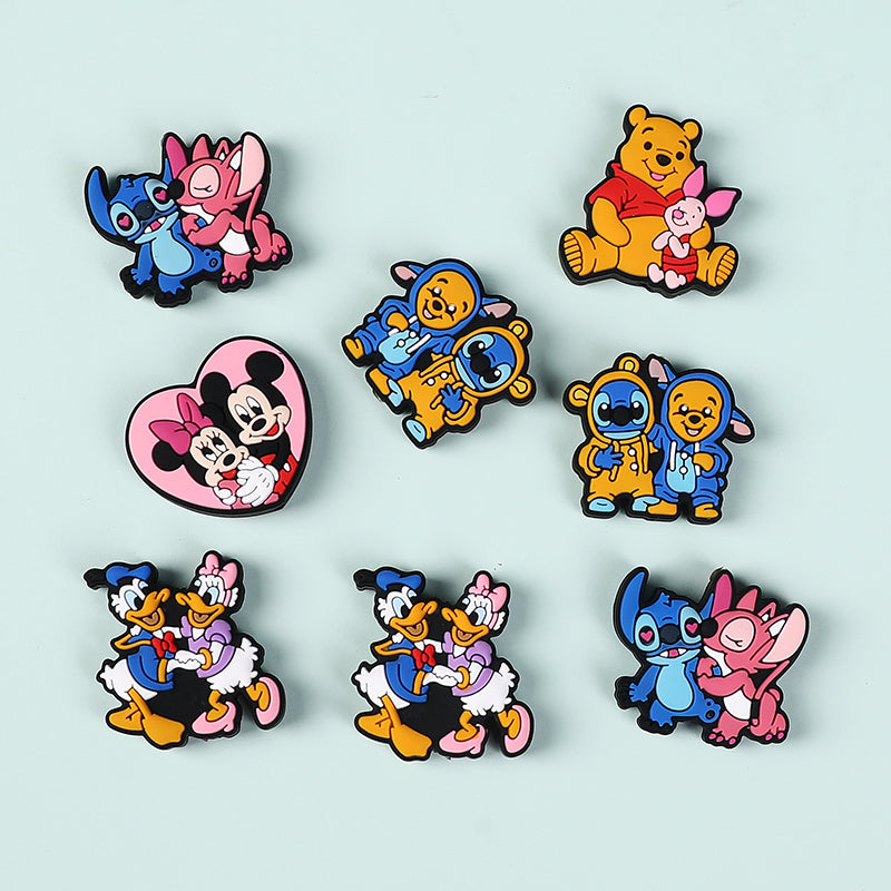 Silicone Focal Beads Disney Mickey Minnie Pooh Bear Heart 20pcs 3