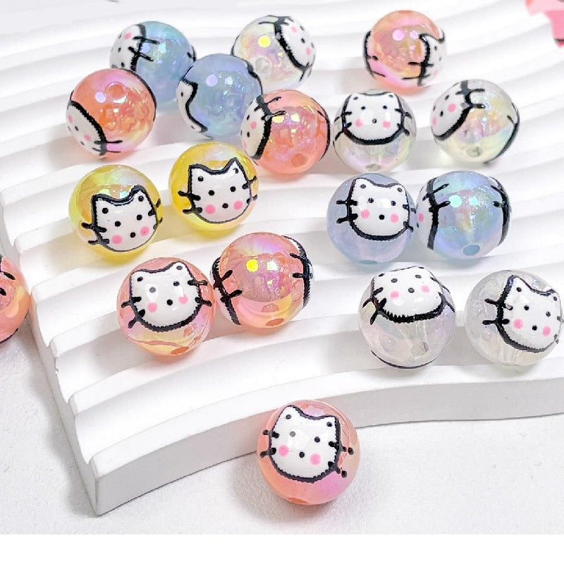 Transparent Cat Rabbit Acrylic Beads 16mm Playful Faces 2pcs 3
